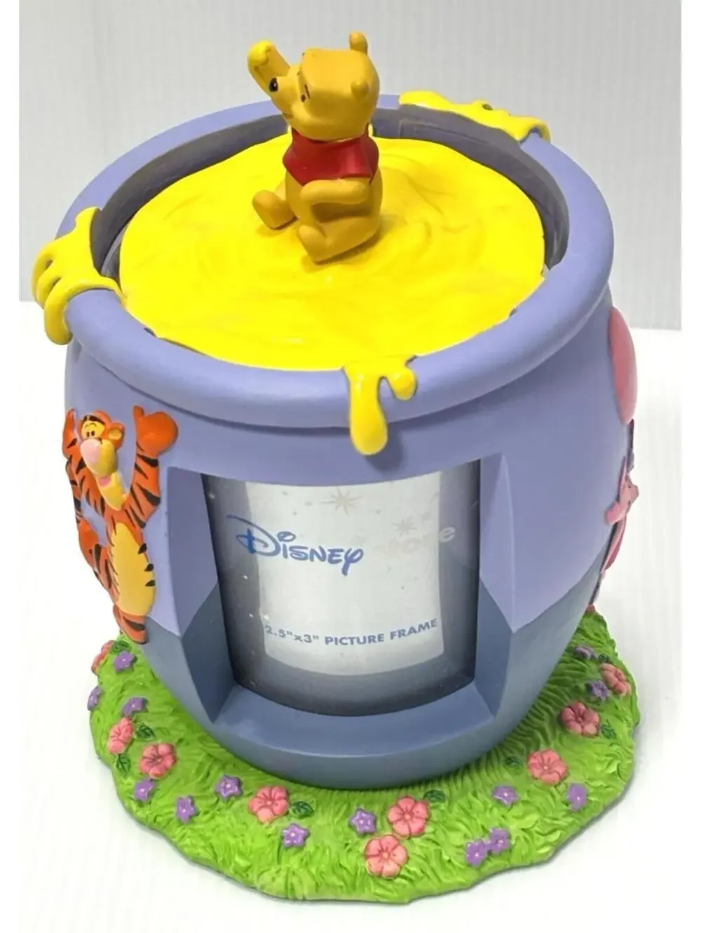 Vintage Disney Store Winnie the Pooh Spinning Honey Pot Resin Picture Frame Rare